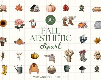 Fall Clipart Bundle MRR PLR Clipart Autumn Bundle Fall Sublimation Designs Autumn Clipart Autumn Png Digital Sticker Pumpkin PNG
