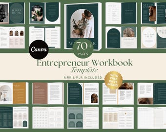 Entrepreneur Workbook Business Plan Template Printable Small Business Planner Start Up Workbook Side Hustle Planner Canva Template MRR PLR