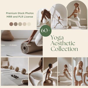 Yoga Stock Photos Aesthetic Yoga Photos Minimalist Fitness Photos Wellness Ai Generated Images for Social Media Website Mrr Plr Photo Bundle