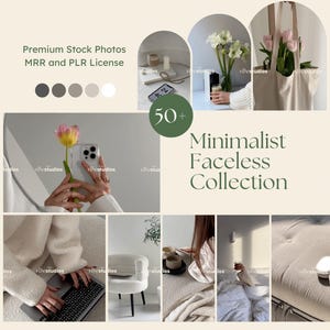 May include: A collage of images featuring minimalist, faceless photography. The images show a variety of scenes, including a person holding a phone, a person working on a laptop, a person sitting on a couch, and a person holding a cup of coffee. The images are all in a neutral color palette and feature simple, clean lines.