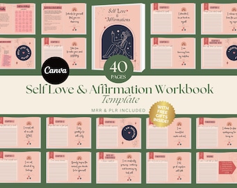 Self Love and Affirmation Workbook Gratitude Workbook Template Mental Health Workbook Affirmation Workbook MRR PLR Templates Journal