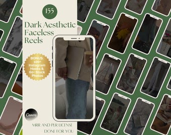 155 Dark Aesthetic Reels Faceless Minimalist Instagram Reels Canva Template Editable Mrr Plr Stock Photos Tiktok Reels Faceless Marketing