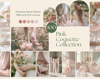 Coquette Stock Photos Aesthetic Coquette Photos Faceless Digital Marketing Instagram Reels Pink Coquette Faceless Chic Stock Photos PLR MRR