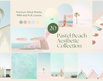 Pastel Stock Photos Aesthetic Beach Photos Pastel Beach Instagram Reel Cover MRR PLR Photos Lifestyle Beach Photos Faceless Marketing