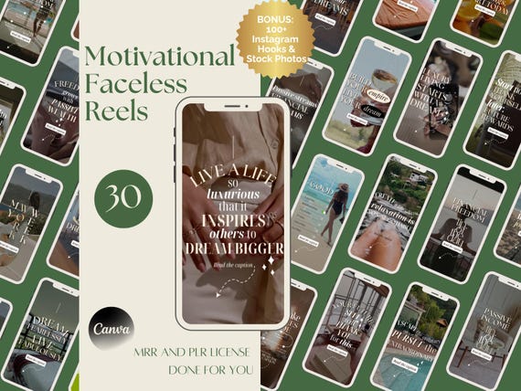 30 Motivational Faceless Reels Aesthetic Video reels faceless luxury Reels Minimalist travel real estate videos plr mrr instagram reels post