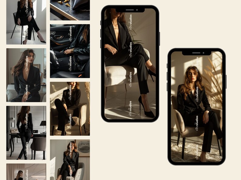 Pu&ograve; includere: Una donna con un blazer e pantaloni neri &egrave; seduta su una sedia. Lo sfondo &egrave; una parete beige chiaro con una finestra che lascia entrare la luce naturale.