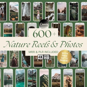 600+ Nature Reels Aesthetic Nature Faceless For Instagram and Tiktok Marketing Faceless Reels Bundle Nature Photos Mrr Plr Reels Nature