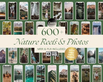 600+ Nature Reels Aesthetic Nature Faceless For Instagram and Tiktok Marketing Faceless Reels Bundle Nature Photos Mrr Plr Reels Nature