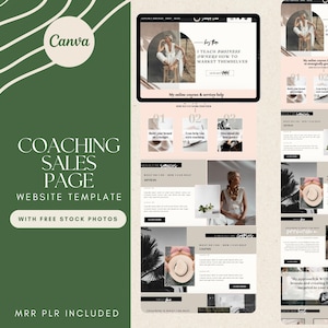 Modelo de site Canva Página de vendas de coaching Site MRR PLR Modelo de site para coaches e criadores de cursos Canva Página de vendas de site editável