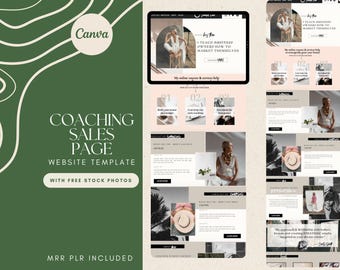 Plantilla de sitio web de Canva Página de ventas de coaching Sitio web Plantilla de sitio web MRR PLR Coaches y creadores de cursos Página de ventas de sitio web editable de Canva