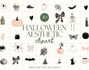 Halloween Clipart Bundle MRR PLR Clipart Modern Halloween Bundle Fall Sublimation Designs Spooky Clipart Autumn Png Digital Sticker Pumpkin
