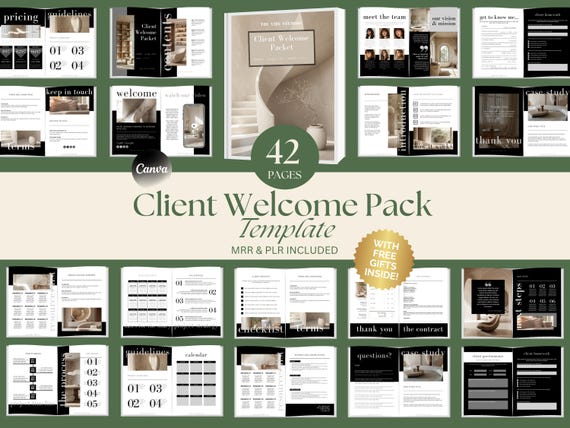 Client Welcome Pack Bundle Template Canva Virtual Assistant Welcome Packet New Client Service Guide Coaching Onboarding Template Mrr Plr
