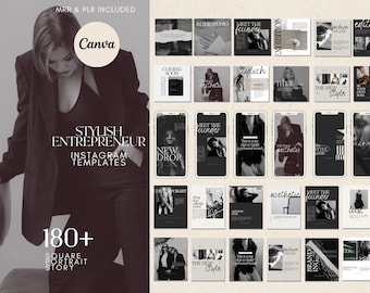 Entrepreneur Instagram Templates Canva Editable Modern Brands MRR PLR Templates Business Coaches Templates Boss Babe Kit Branding Templates