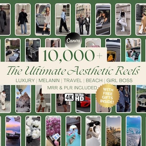 10.000+ bundle di rulli estetici senza volto, rulli di lusso ad alta definizione 4k, rulli di melanina Girl Boss, rulli di viaggio sulla spiaggia, bundle Mrr Plr Instagram