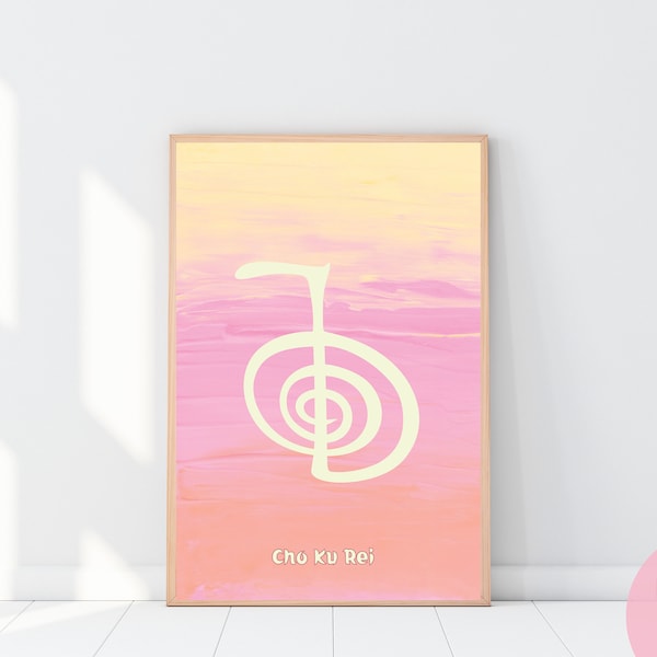 Printable Usui Reiki Cho Ku Rei Power Symbol, Pastel Background Wall Art, Spiritual Home Decor, Nursery Wellness, Spiritual Meaningful Gift