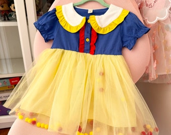 Schneewittchen-Babykleid, Kleinkind-Geburtstags-Partykleid, Baby-Prinzessin-Partykleid, Baby-Mädchen-Prinzessin-Kostüm, Baumwoll-Märchenkleid für Kleinkinder