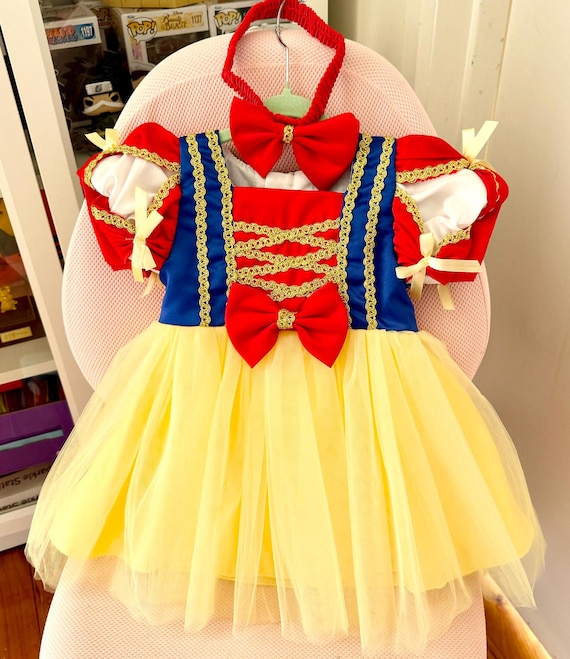 Toddler Girl Snow White Dress With Hairband, Baby Snow White