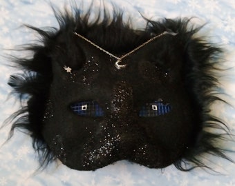 Therian Mask black Cat with Glitter