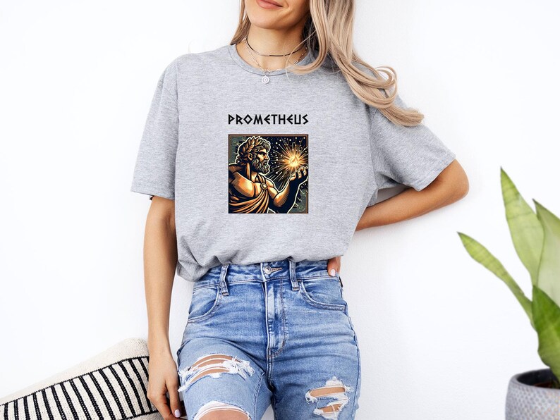 Prometheus Greek God Tshirt, Men Women Ancient History T Shirt, Fire ...