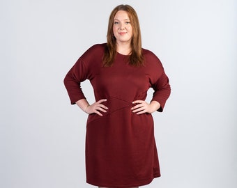 Winter dress in burgundy red, chestnut or grey/ Frost dress