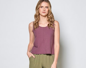 Crop rib bamboo tank top in violet, celery or ocean/ Livia tank