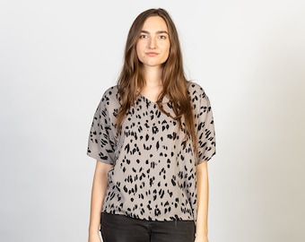 Women's loose fall top animal print/ leopard print eco friendly Tencel/ Katsura top