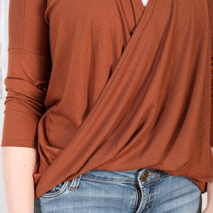 Twisted top with long sleeves in black made in eco friendly Tencel modal/ Laurel cardigan image 4