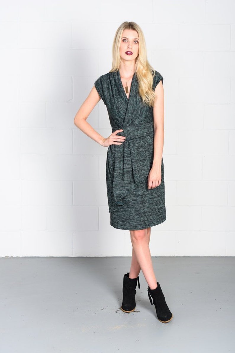 Faux wrap green dress with peplum/ casual nursing dress/ Etsy