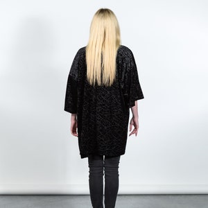 Jana kimono inspired robe in black velvet burnout image 3