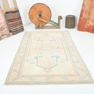 4x6 rug,faded vintage rug,turkish area rug,oushak rug 4x6,rug for living room,4x6 area rug,handmade rugboho rug,wool rug,turkish carpet,1238