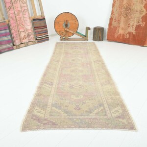 3x10 turkish runner,vintage runner,oushak runner rug,muted rug,3x10 rug,handmade rug,soft rug,wool runner 3x10,turkish,carpet,oushak rug,919