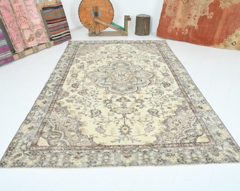 5x8 turkish rug,oushak rug,neutral vintage rug,turkish area rug,wool rug 5x8,muted rug,handmade rug,soft rug,5x8 rug,turkish,carpet,630