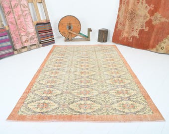 5x8 turkish rug,oushak rug,neutral vintage rug,turkish area rug,wool rug 5x8,muted rug,handmade rug,soft rug,5x8 rug,turkish,carpet,231