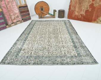 5x8 turkish rug,oushak rug,neutral vintage rug,turkish area rug,wool rug 5x8,muted rug,handmade rug,soft rug,5x8 rug,turkish,carpet590