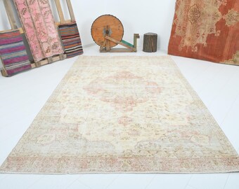 Vintage Teppich, 150x230, Kelim Teppich, Handgemachter Oushak Teppich, Anatolischer Wollteppich, Weicher Teppich, Antiker Teppich 150x230, Teppich,23
