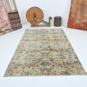 4x8 rug,faded vintage rug,turkish area rug,oushak rug 4x8,rug for living room,4x8 area rug,handmade rug,boho rug,wool rug,turkish carpet,31