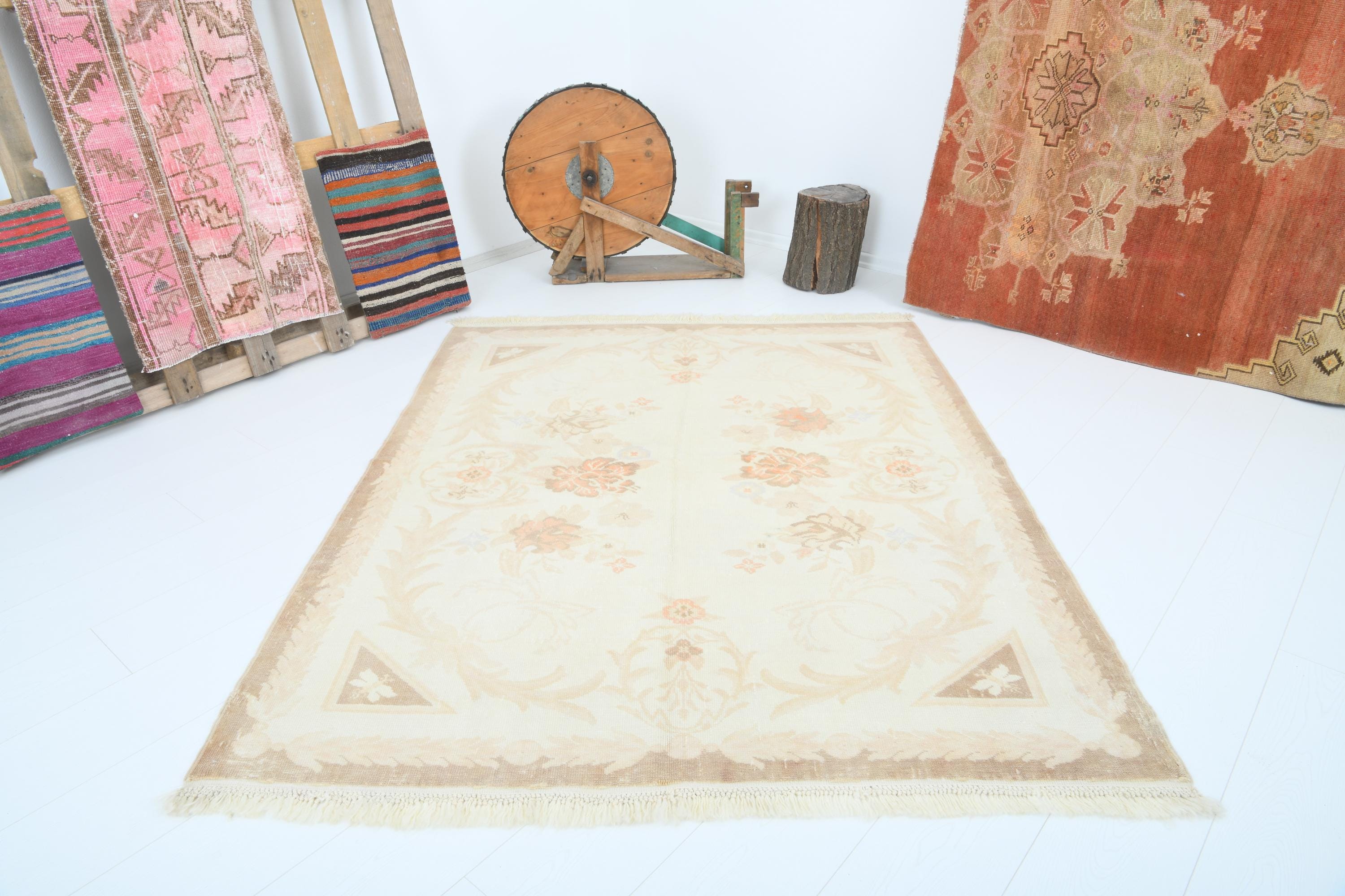 5x6 rug,faded vintage rug,turkish area rug,oushak rug 5x6,rug for living room,5x6 area rug,handmade rug,boho rug,wool rug,turkish carpet,49