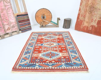 4 x 6 Turks tapijt, oushak-tapijt, neutraal vintage tapijt, Turks tapijt, wollen tapijt 4 x 6, gedempt tapijt, handgemaakt tapijt, zacht tapijt, 4 x 6 tapijt, Turks, tapijt, 44