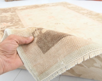 4x6 turkish rug,oushak rug,neutral vintage rug,turkish area rug,wool rug 4x6,muted rug,handmade rug,soft rug,4x6 rug,turkish,carpet,18