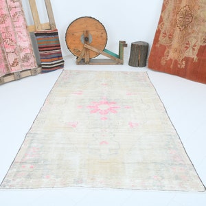 4x8 rug,faded vintage rug,turkish area rug,oushak rug 4x8,rug for living room,4x8 area rug,handmade rug,boho rug,wool rug,turkish carpet,630