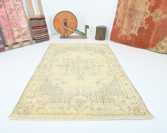 5x8 turkish rug,oushak rug,neutral vintage rug,turkish area rug,wool rug 5x8,muted rug,handmade rug,soft rug,5x8 rug,turkish,carpet,222