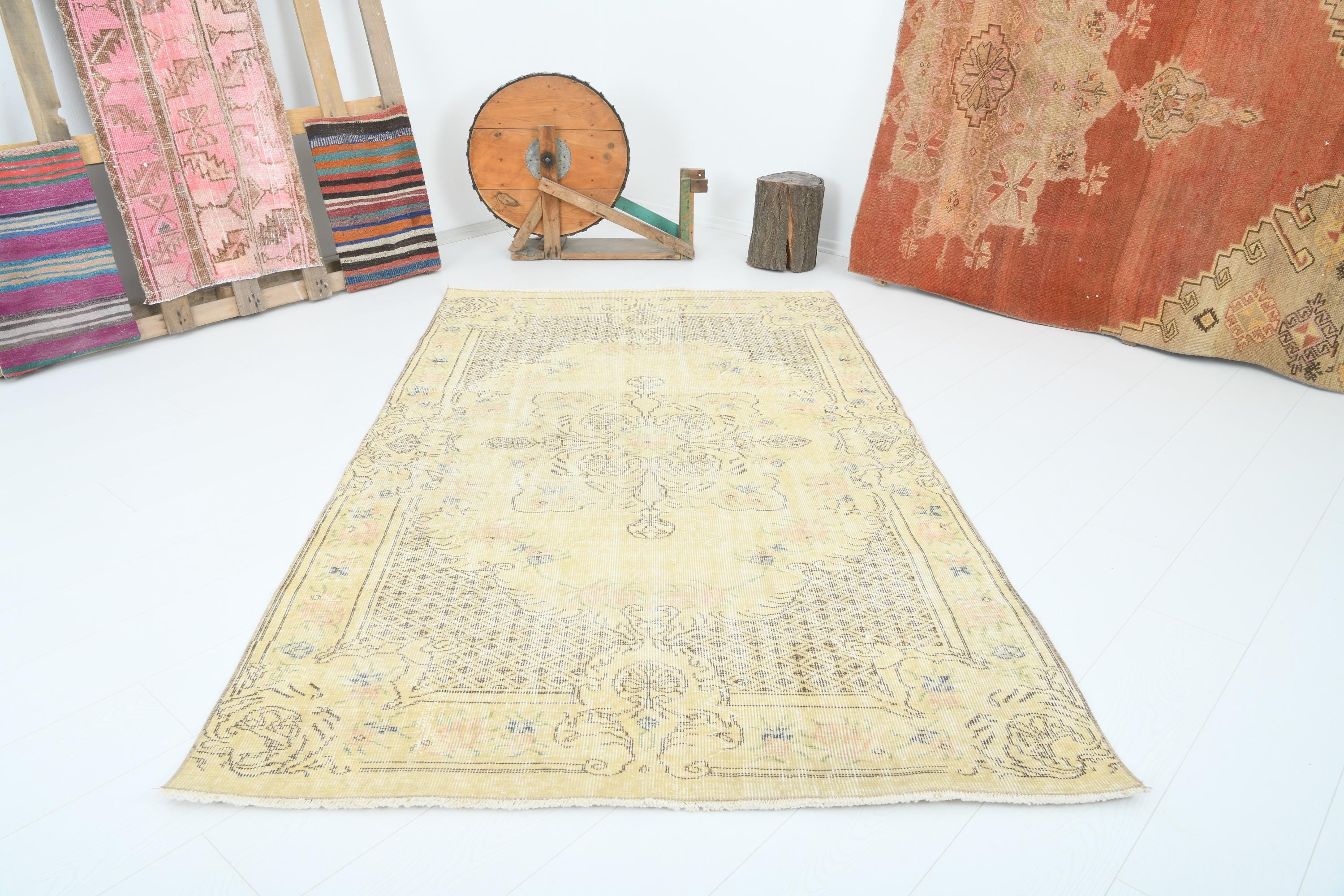 5x8 Turkish Rug,oushak Rug,neutral Vintage Rug,turkish Area Rug