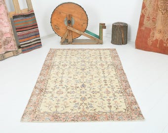 3x6 turkish rug,oushak rug,neutral vintage rug,turkish area rug,wool rug 3x6,muted rug,handmade rug,soft rug,3x6 rug,turkish,carpet,1224