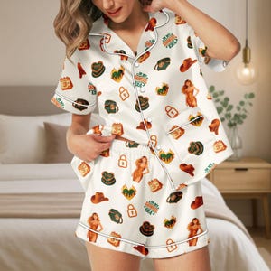 In My Showgirl Era Satin Pajamas, Showgirl Life Short Pajama Set, Satin Sleepwear, Fun Aesthetic Nightwear, Satin Pajama Shorts Gift