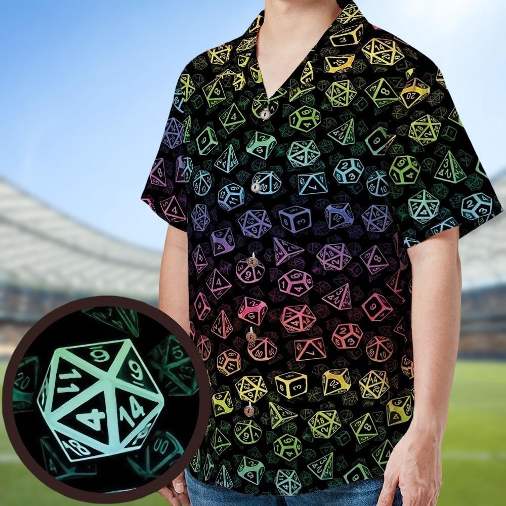 Discover DnD Dice Hawaiian Shirt, Rpg Gaming Button Shirt, Dice Button Down Shirt, Gamer Vacation Shirt, Gift for Geeks