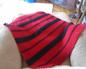 Afghan, Scrapghan, Baby, Lap, Wheelchair, Red/Black, 100% Acrylic, 34"x31"