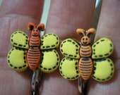 Play Earring - Clip - Butterfly - Yellow/Orange - 3/4"