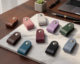 Cable Holder for Chargers & Earbuds, Cable Keeper Cord Organizer, Vegan Leather Cable Clip, Cord Case Earphone Wire Cord Wrap Set