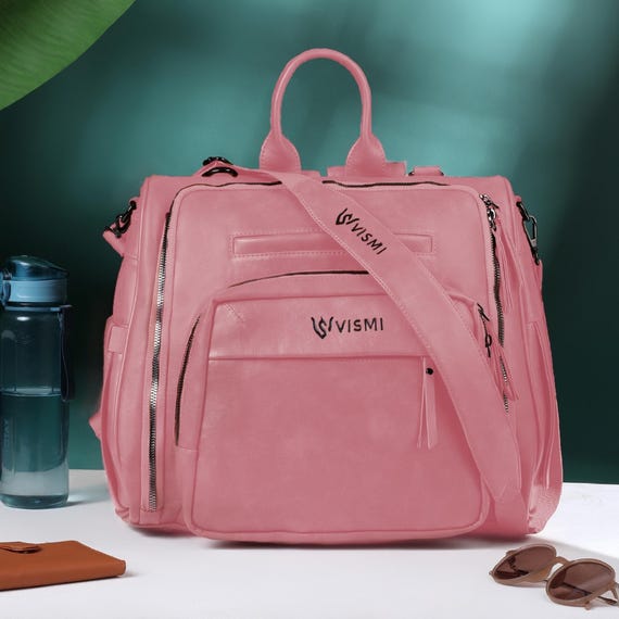 Leather Diaper Bags Baby Shower Gift Bag Convertible, Detachable