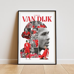 Virgil van Dijk Liverpool FC Wall Art | Football Legend Collage Print | Liverpool Captain Tribute Poster | Van Dijk Decor Gift for Fans